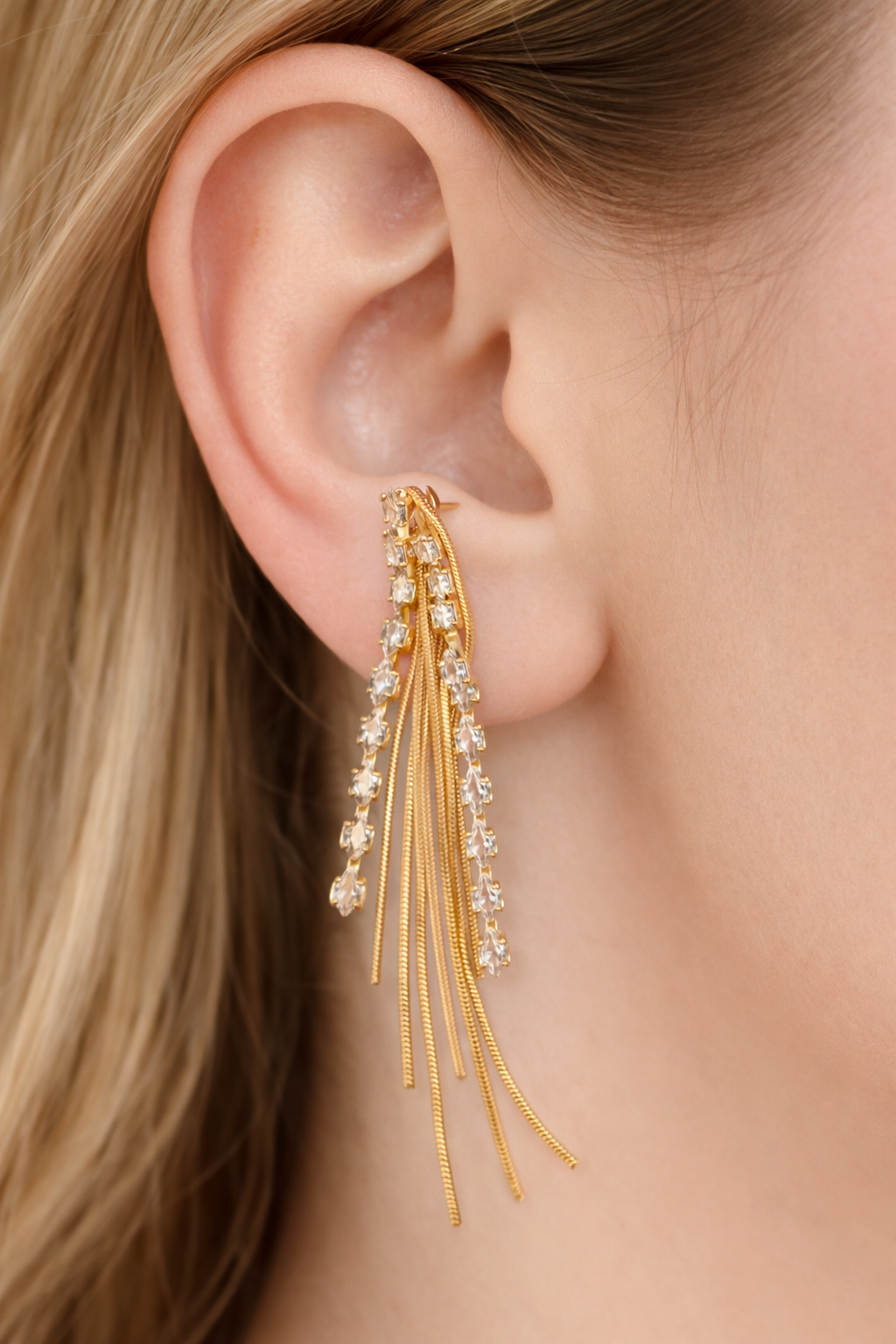 Golden waterfall tassel earrings