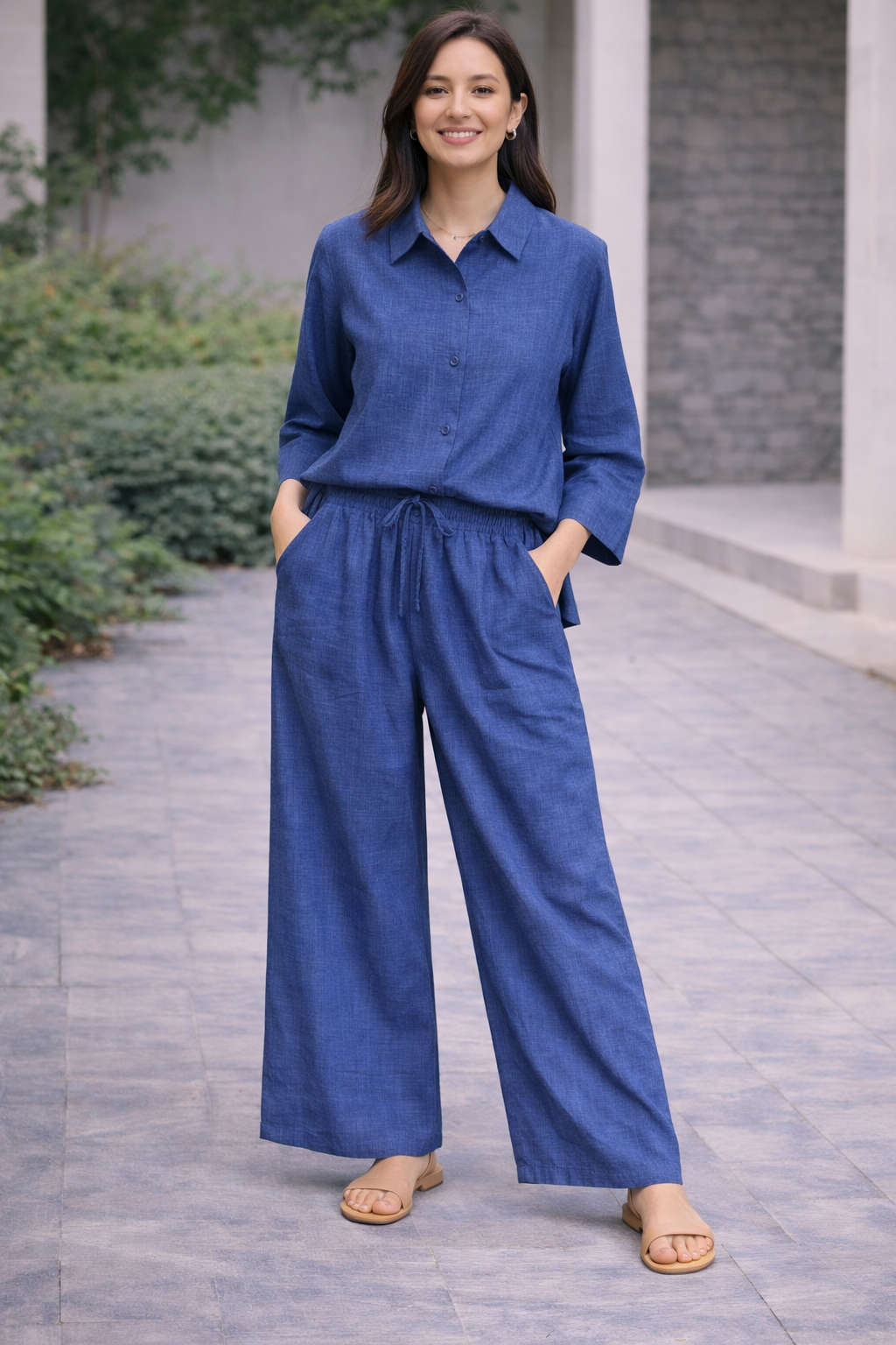 Blue Colour Shirt With Pant Set For Girls