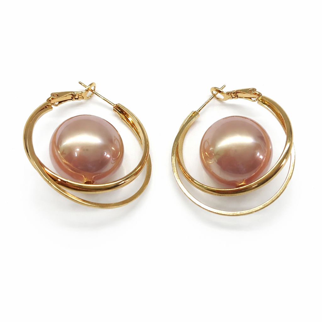 Rosalind Champagne Pearl Orbit Hoops