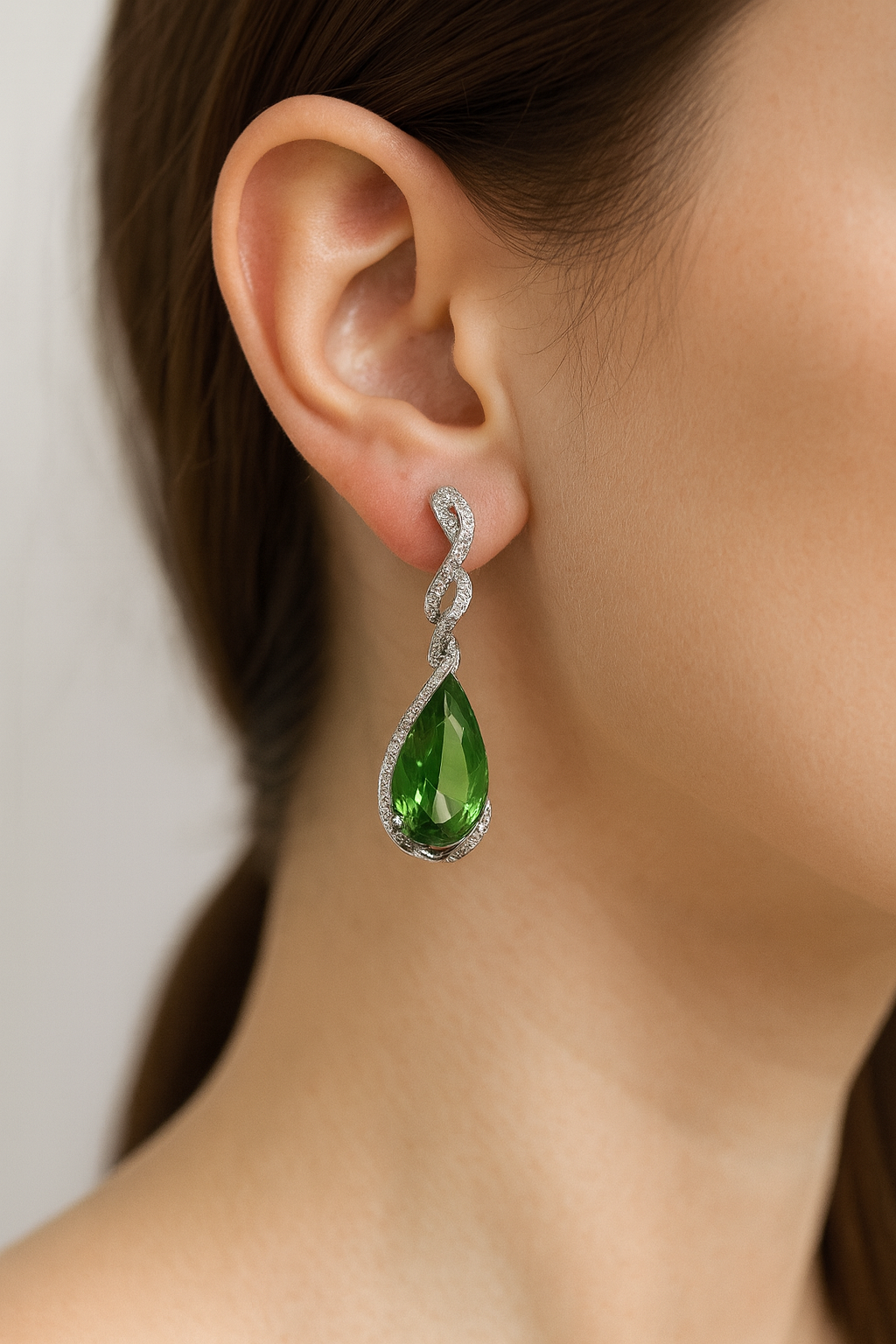 Snake Style Cubic Diamonds Dangle Earring