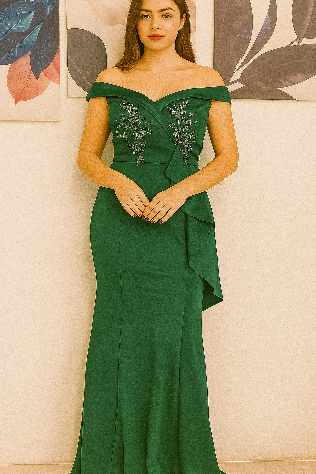 Beautiful Design Dark Green Long Gown