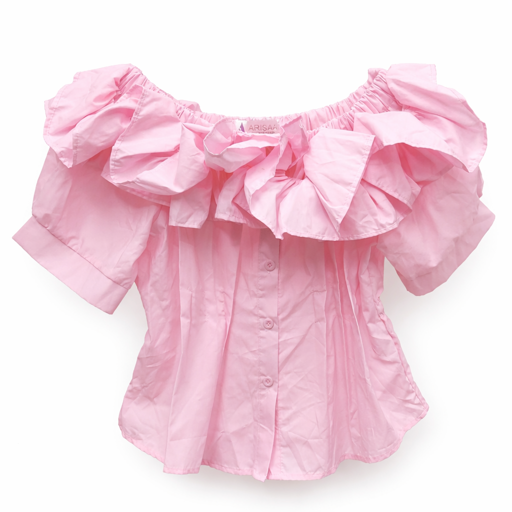Ruffled short sleeved shirt