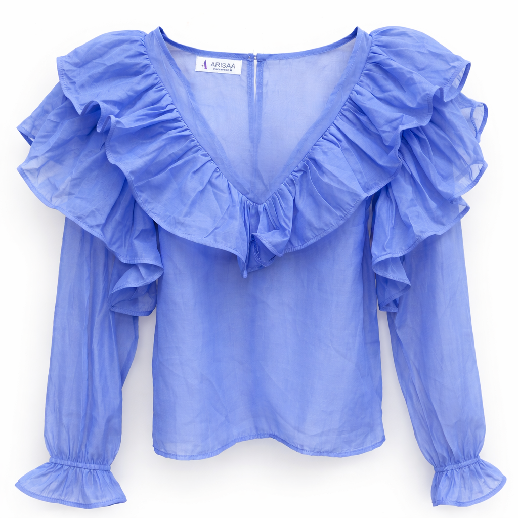 Ruffle neck designer top