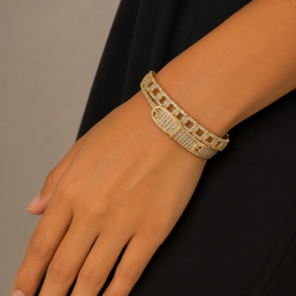 Golden Beads With Cubic Diamonds Bracelets