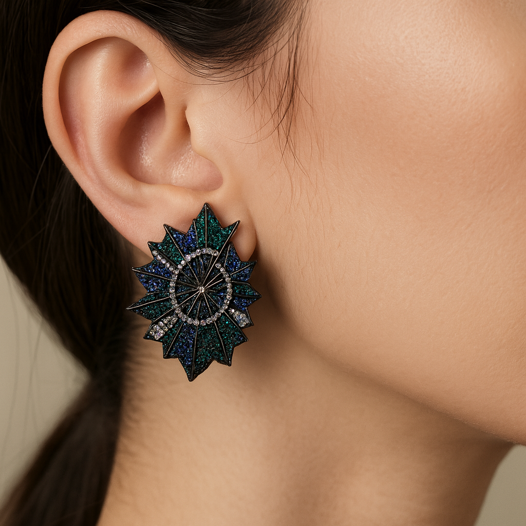 Star Shape With Cubic Diamonds Fashion Stud Earring For Women