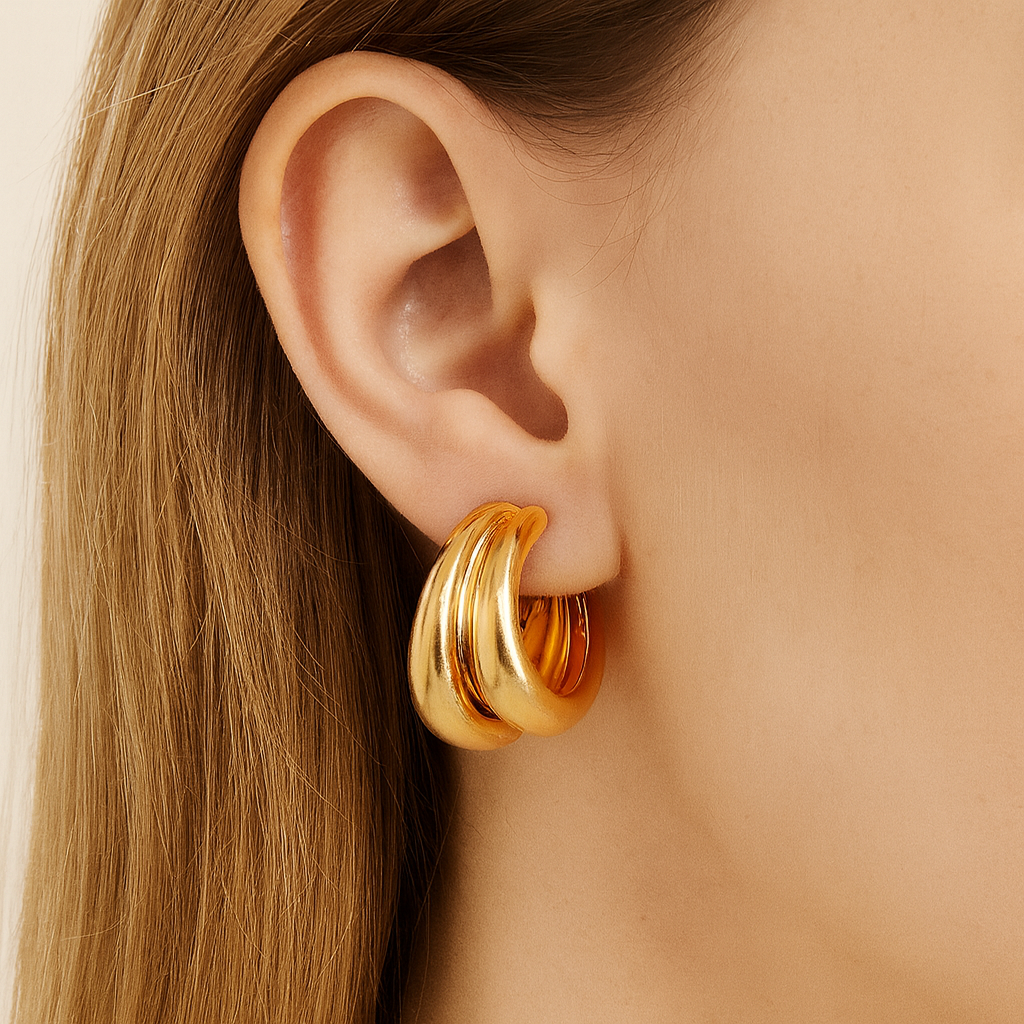 Matte gold hoop earring