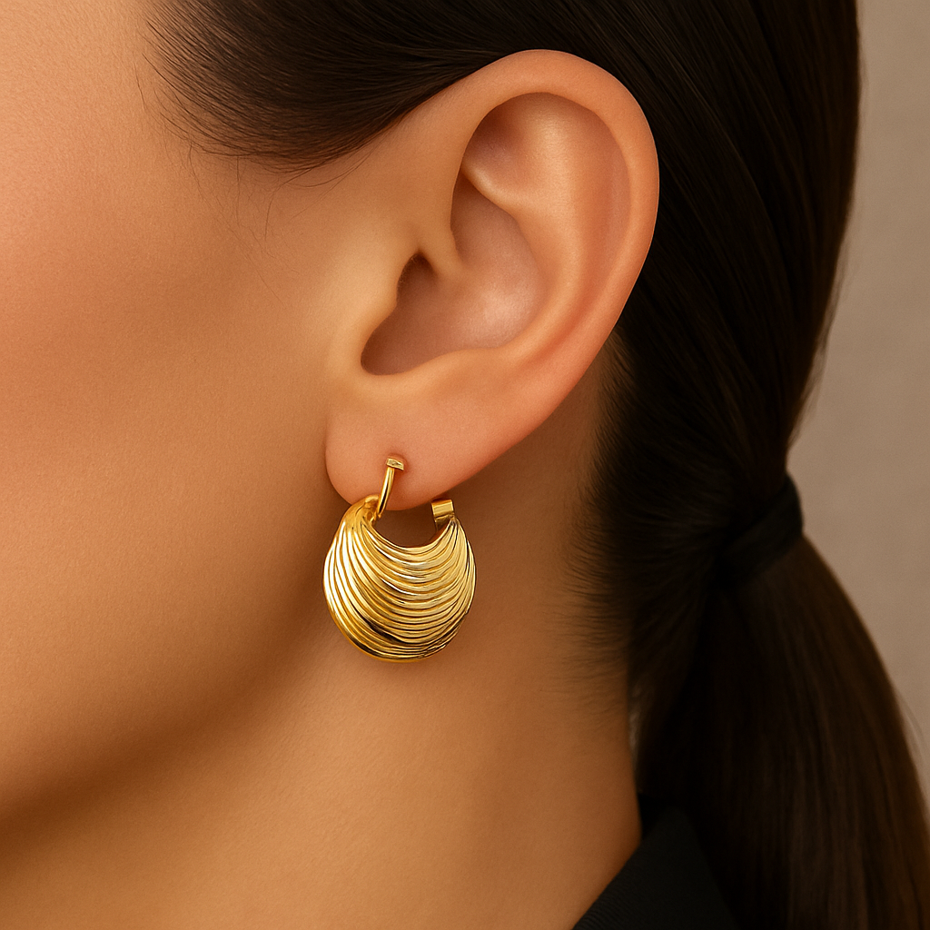 Golden Basket Style Hoop Earring