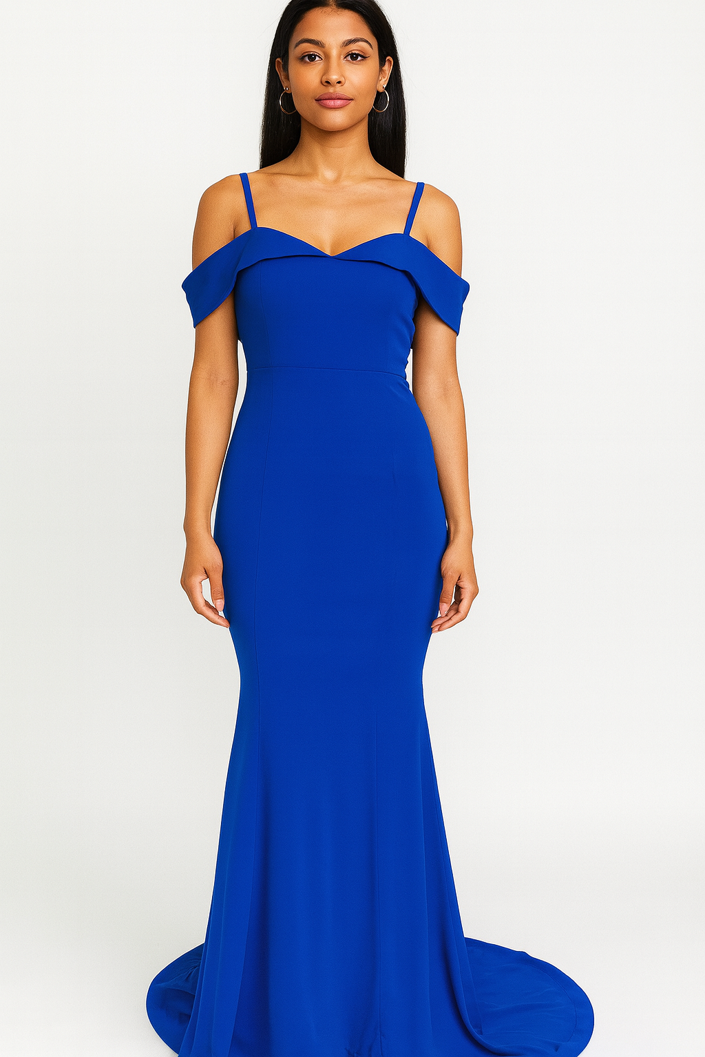 Blue colour skinny fit long dress for women