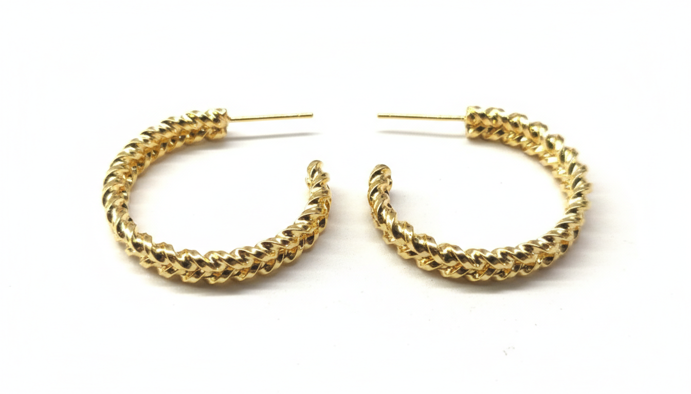 Luxury Design Gold Plated Half Hoop Earring