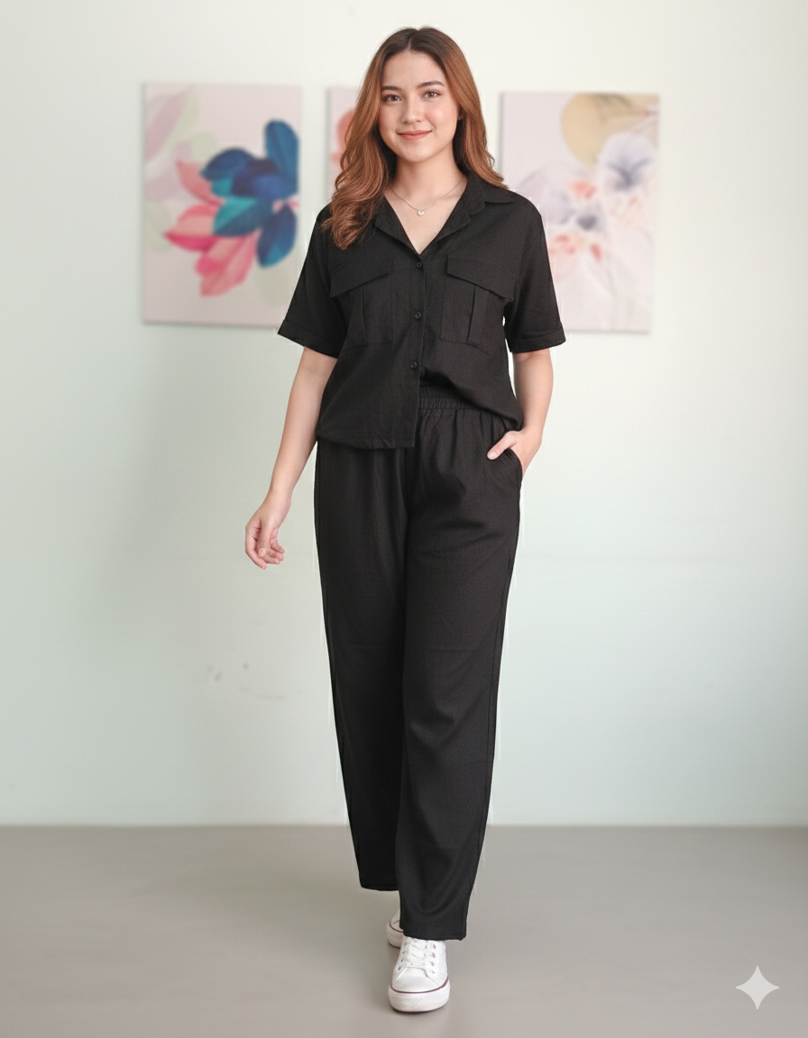 Long Neck Coord Set For Office Look