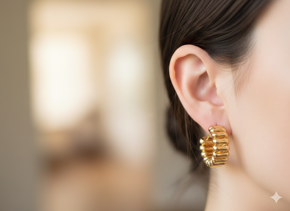 Golden C style dangle earring