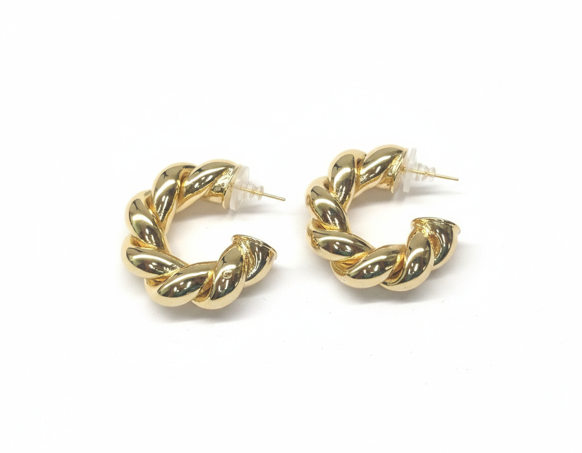 Golden twisted dangle earring