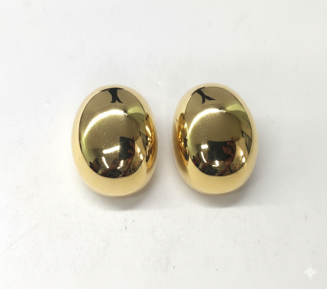 Round Matel Gold Plated Stud Earring