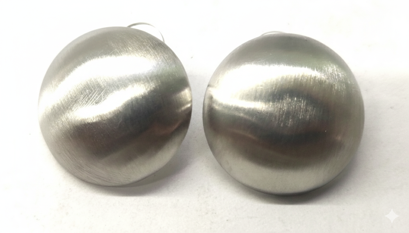 Silver Needle Chunky Stud Earring For Girls