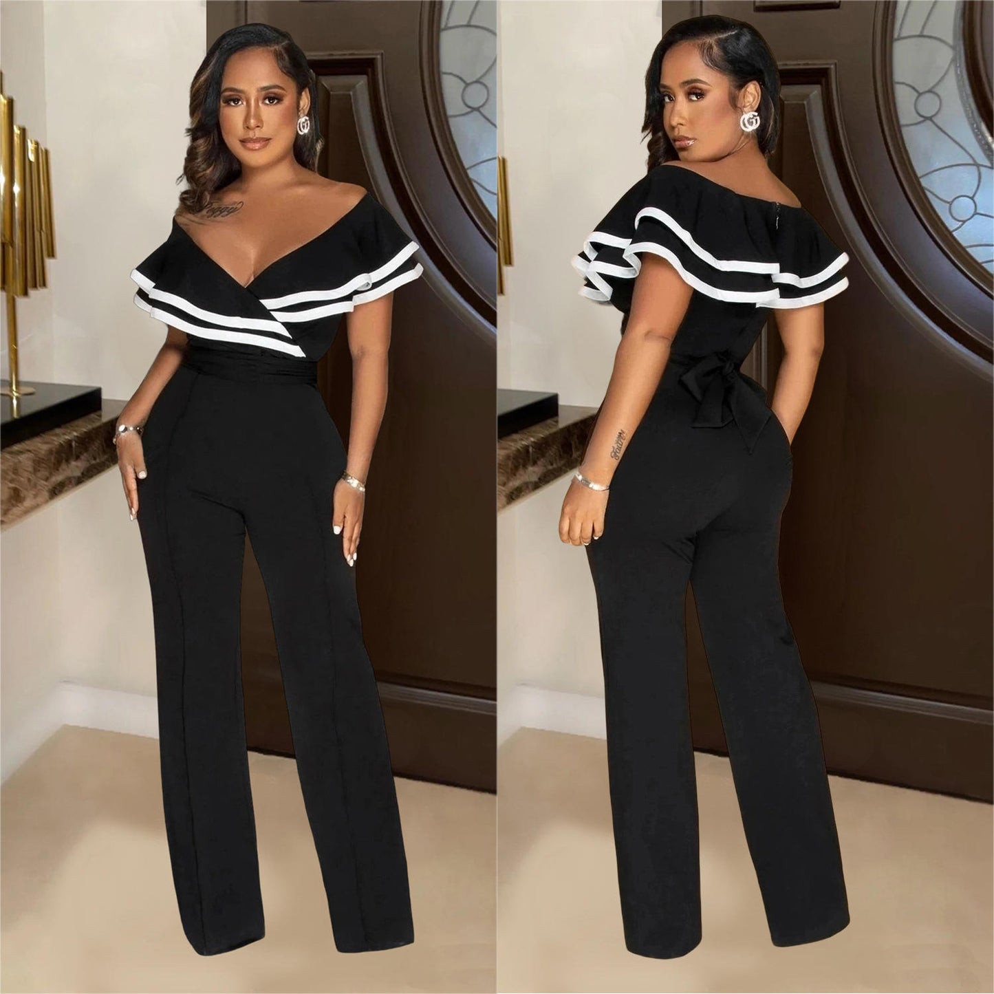 Marvellous look black jumpsuit for lady's