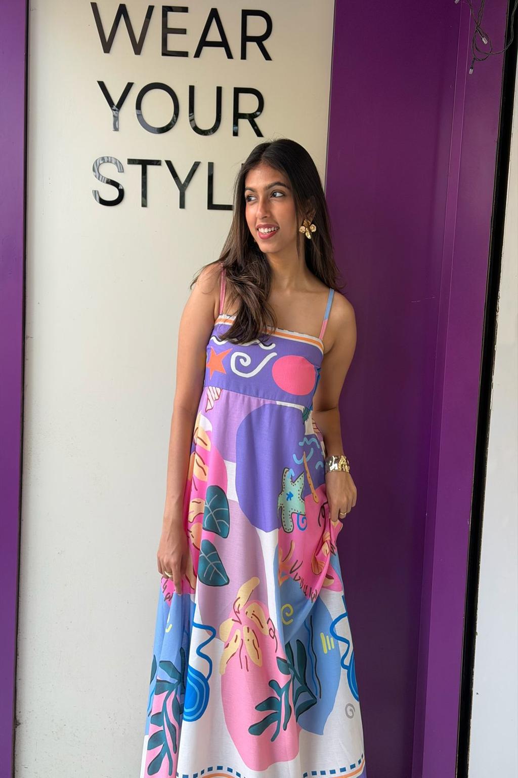 Beautiful Printed One Strip Long Gown