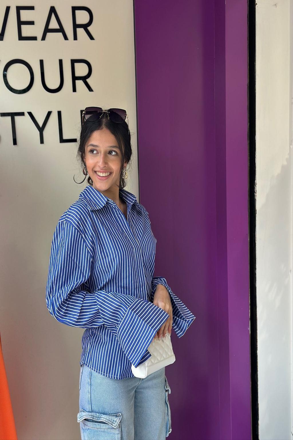 Line Printed Over Size Shirt