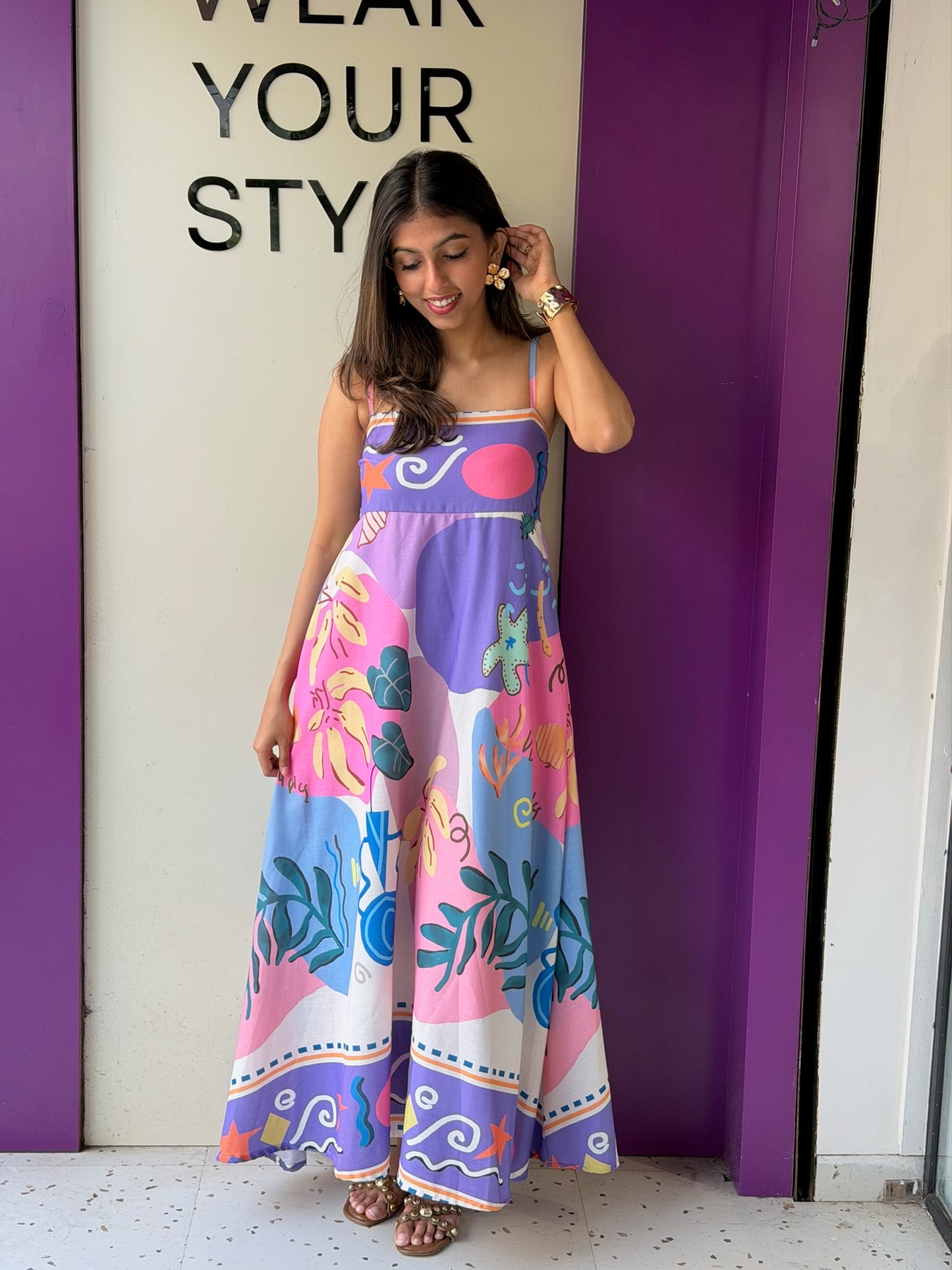 Beautiful Printed One Strip Long Gown