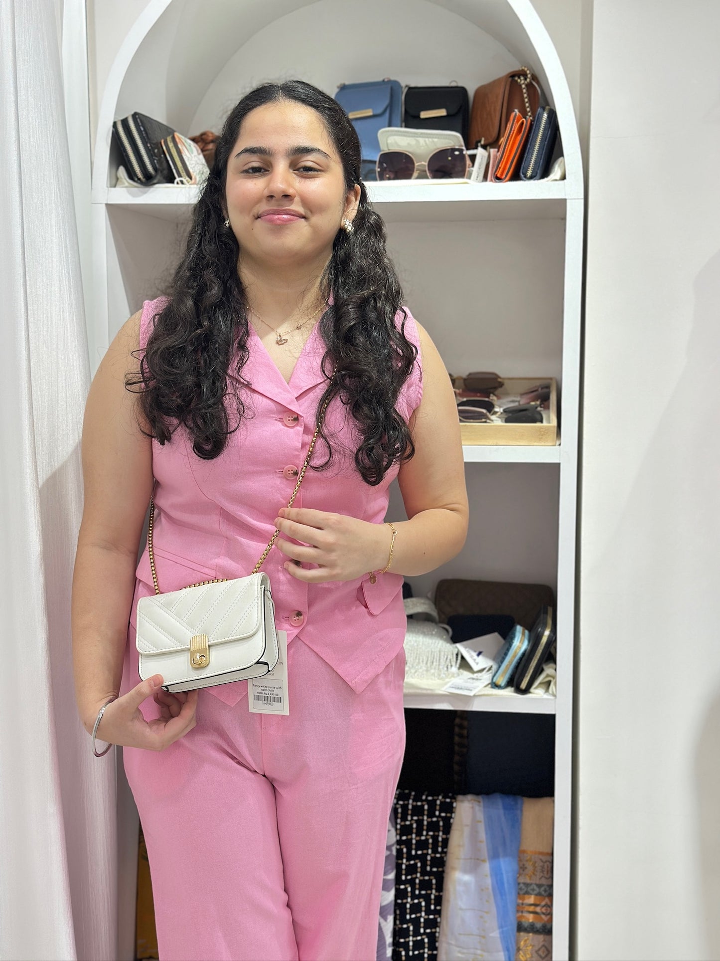Pink Cord Set For Office Wear