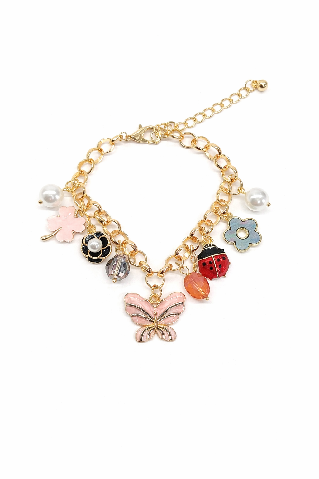Trendy butterfly honey bee flower charm bracelets