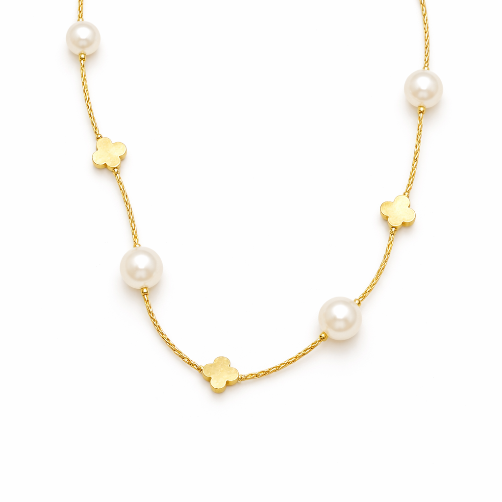 Gold and white colour combination necklace