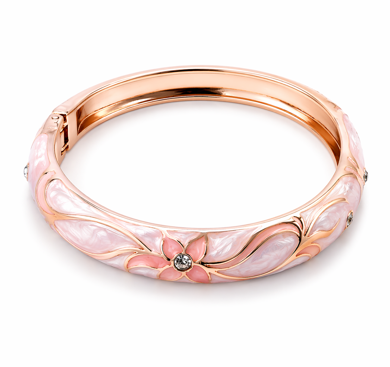 White & pink flower design kada for women