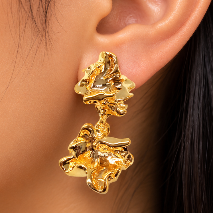 Golden Lava Drop Earrings