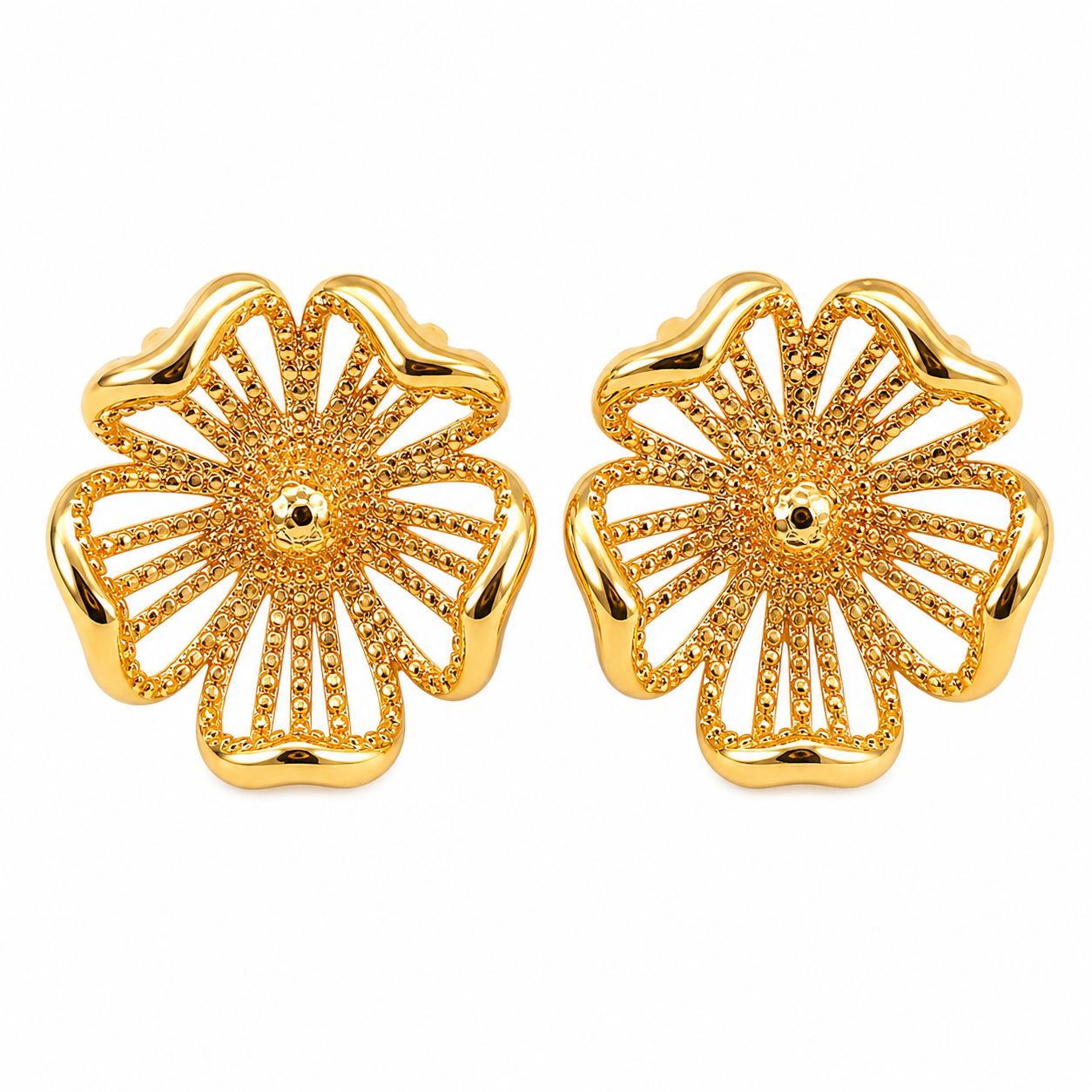 Gold Flower Stud Earrings