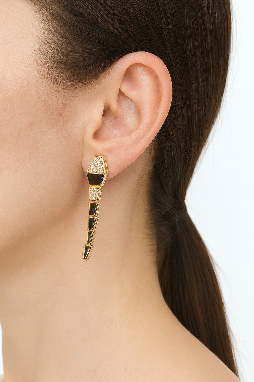Snake Shape Cubic Stone Stud Earring