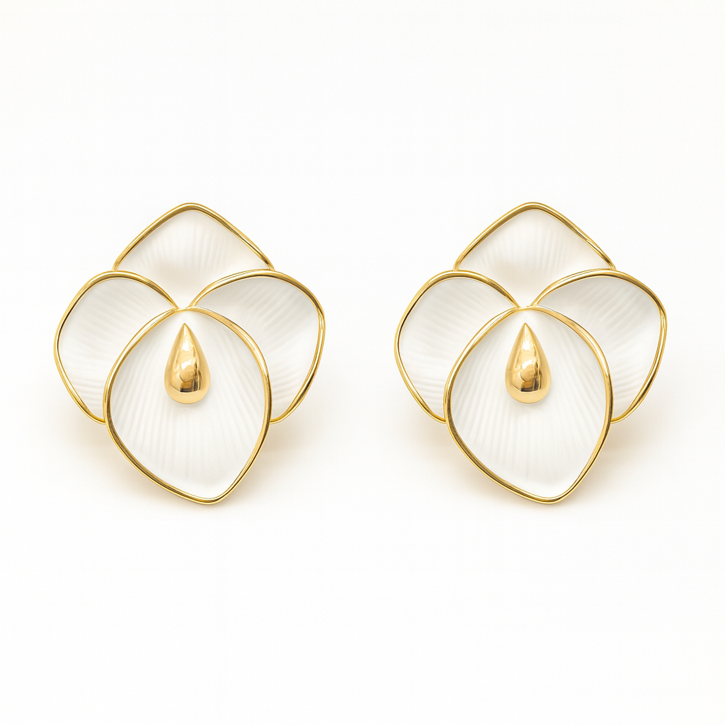 Orchid flower style stud earring