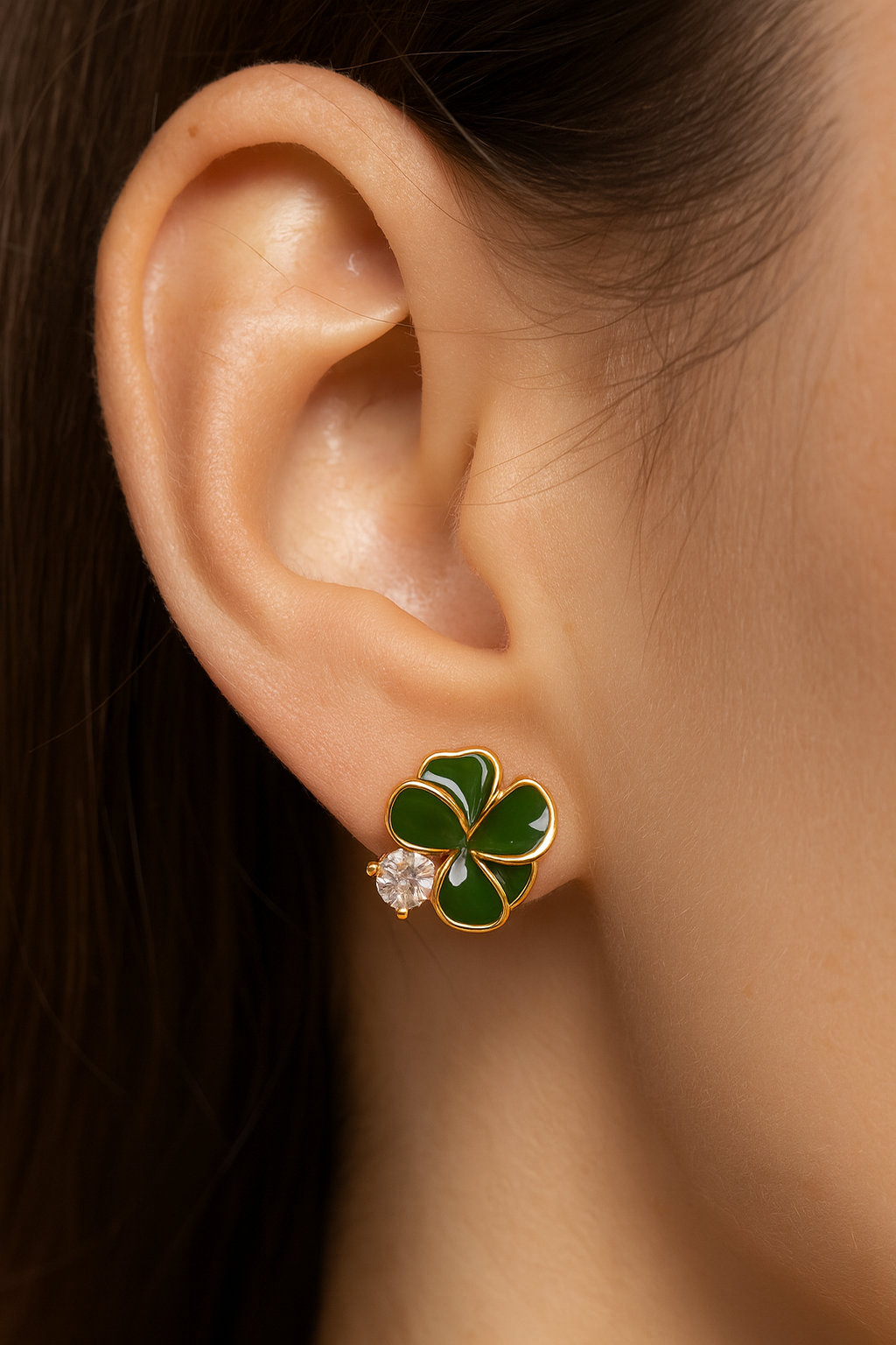 Blossom mini green flower stud earring