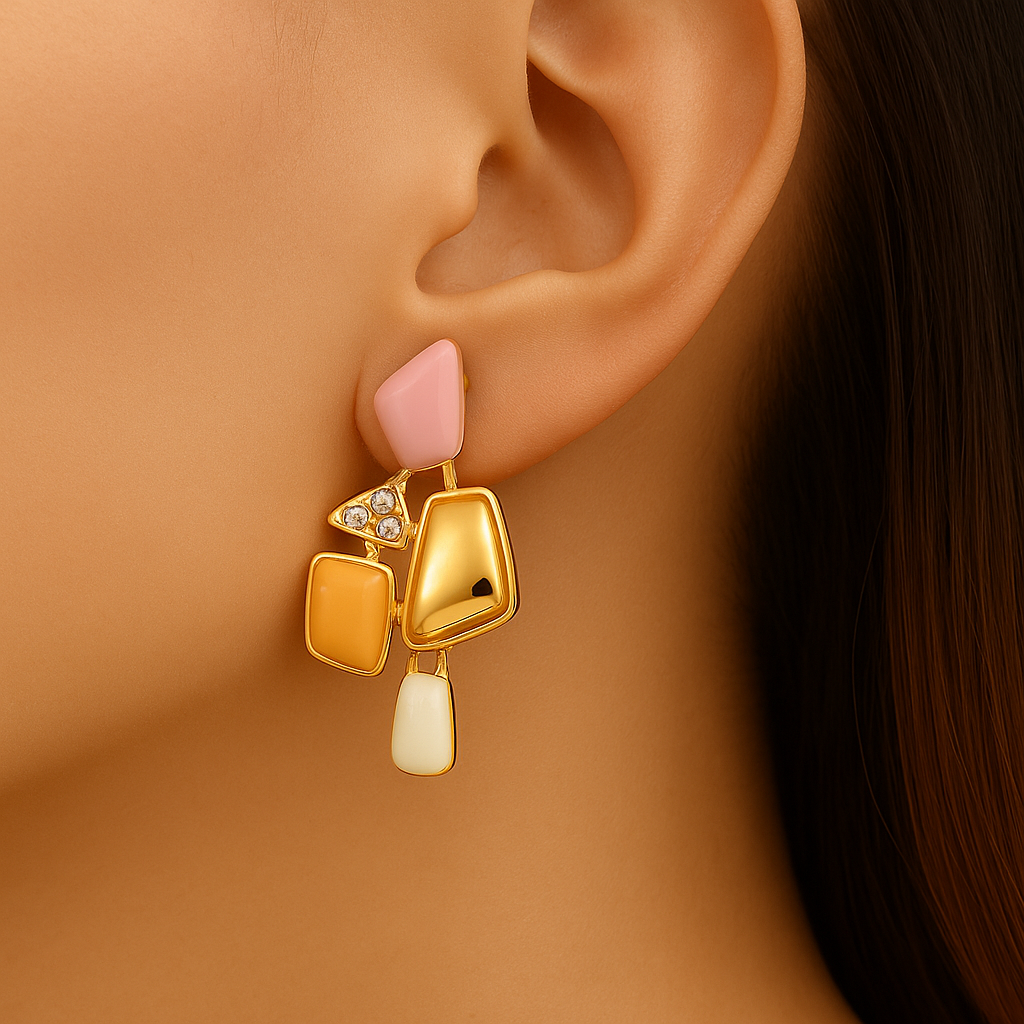 Lovely geometric multi acrylic stud earring