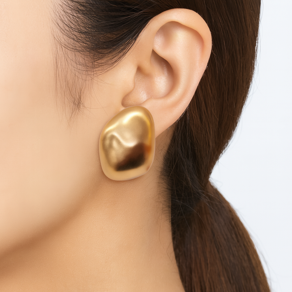 Geometric Shape Golden Stud Earring