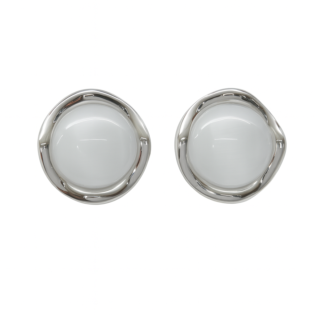 Simple grey resin silver stud earring