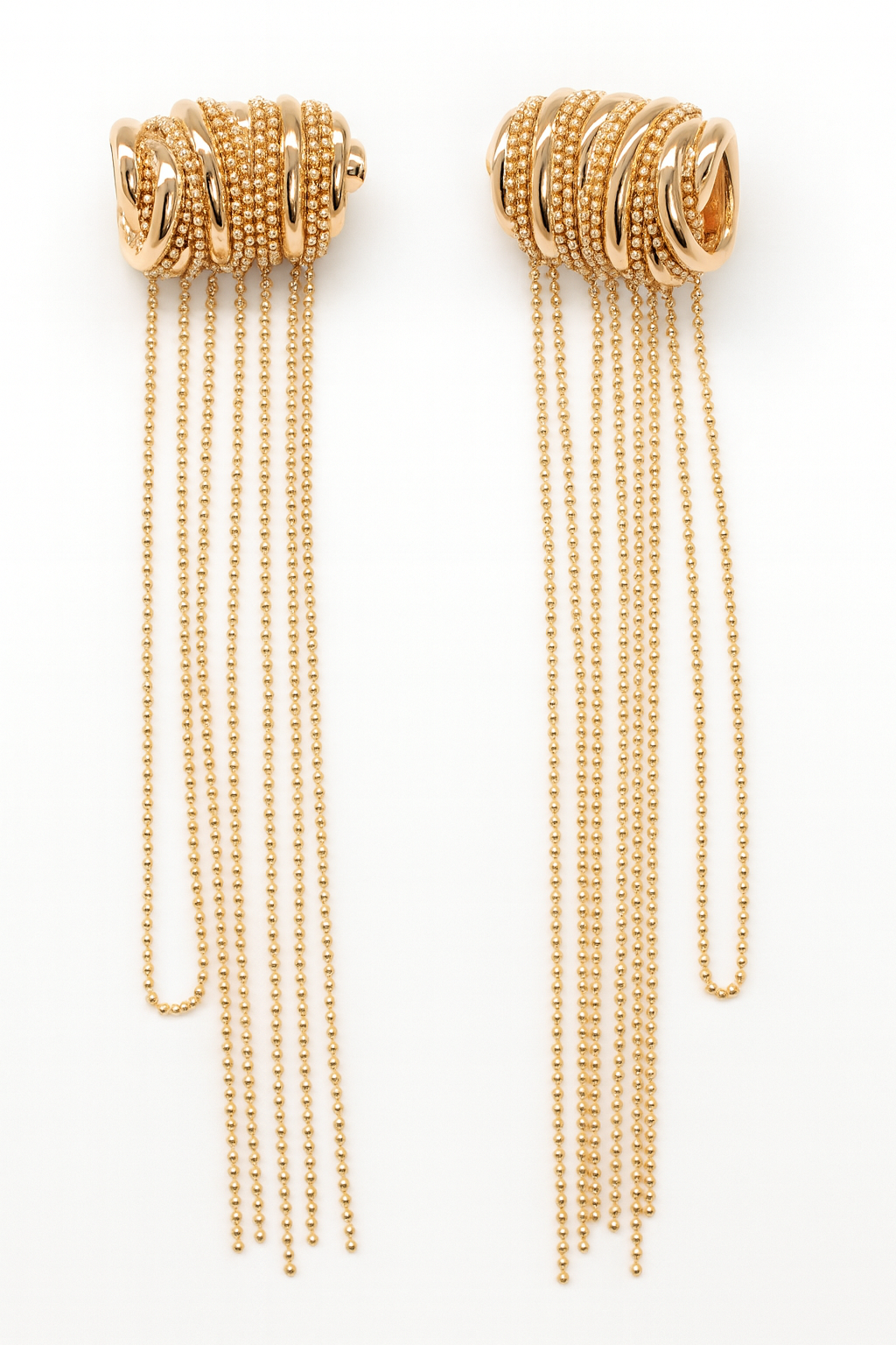 Elegant style golden tassel earring