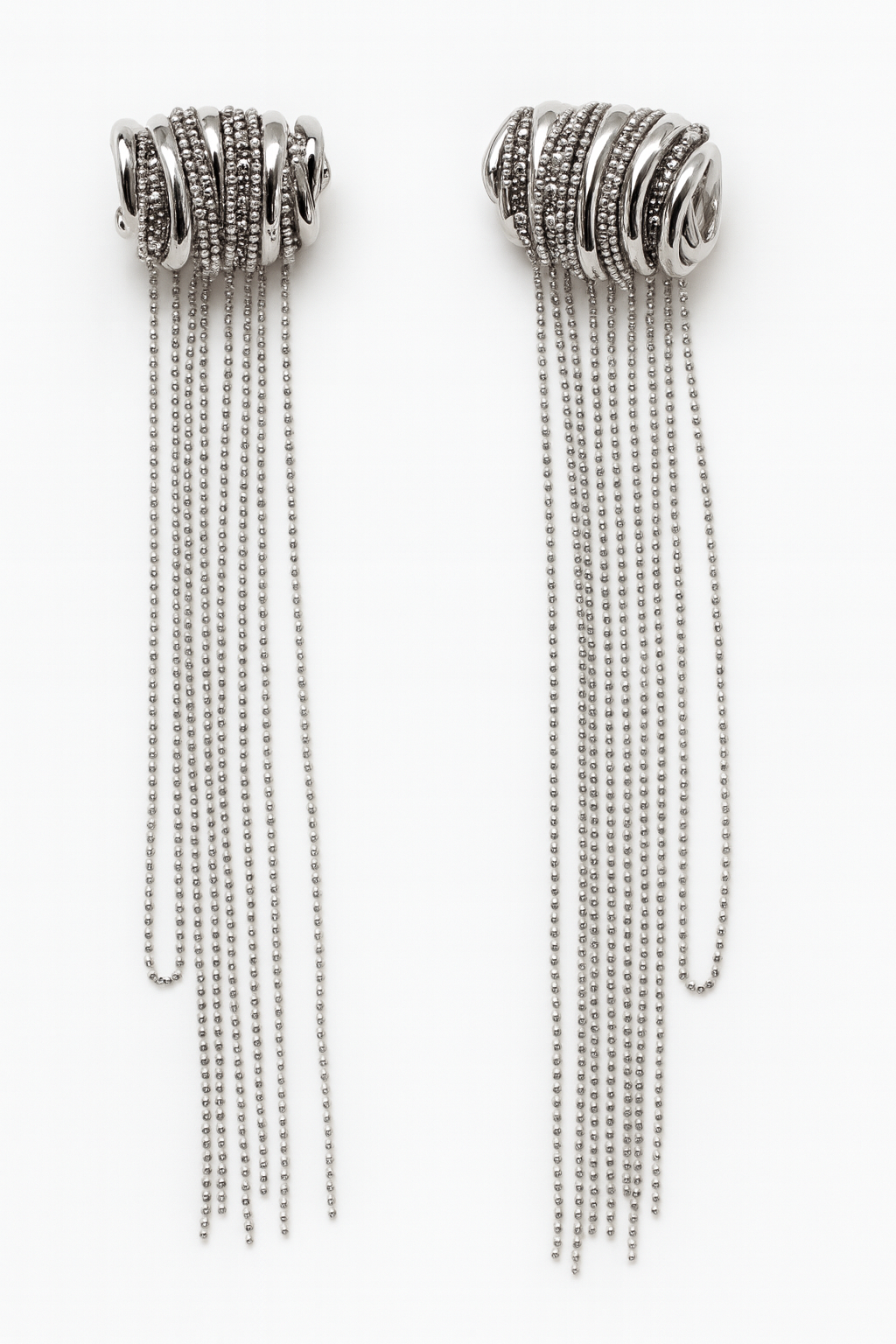 Elegant style silver tassel earring