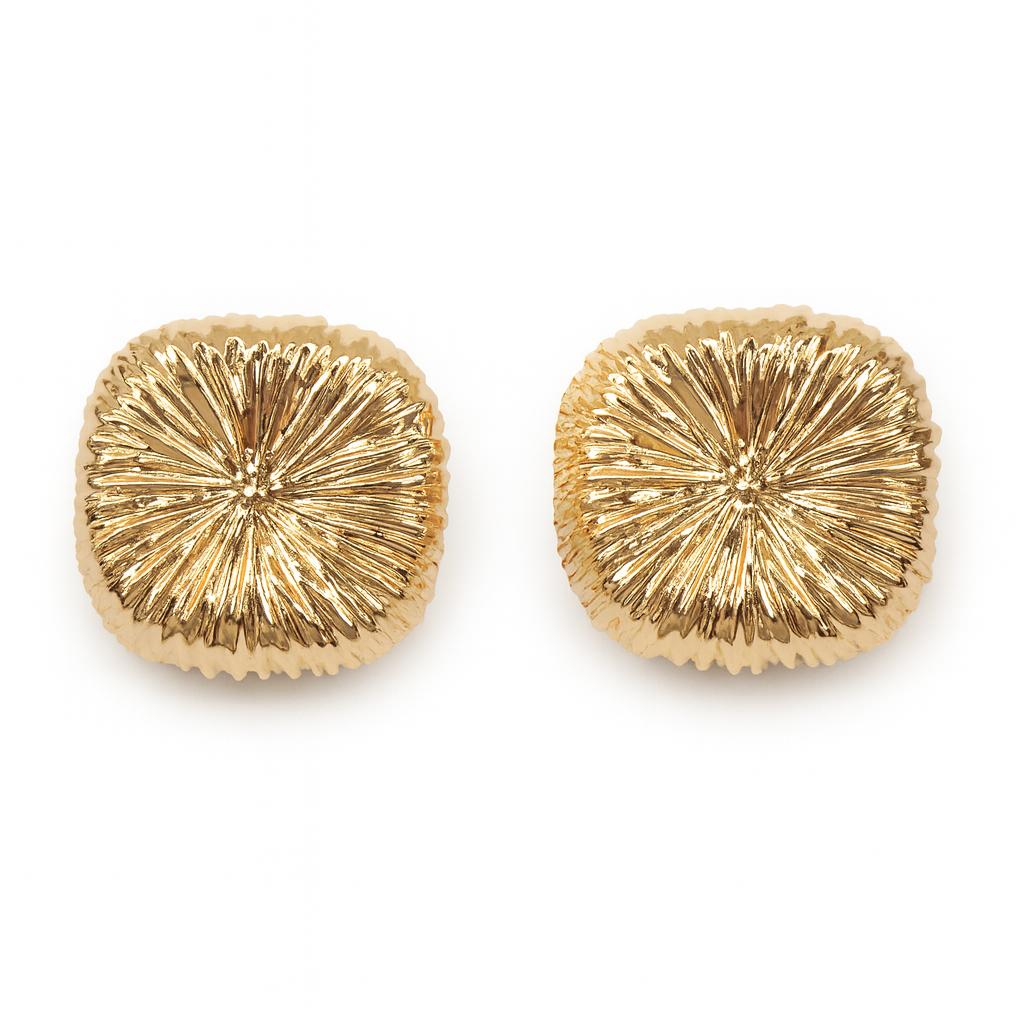 Cottage cheese style golden stud earring