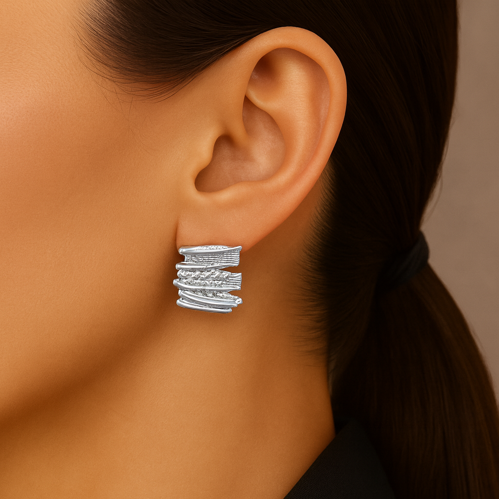 Irregular shape silver stud earring