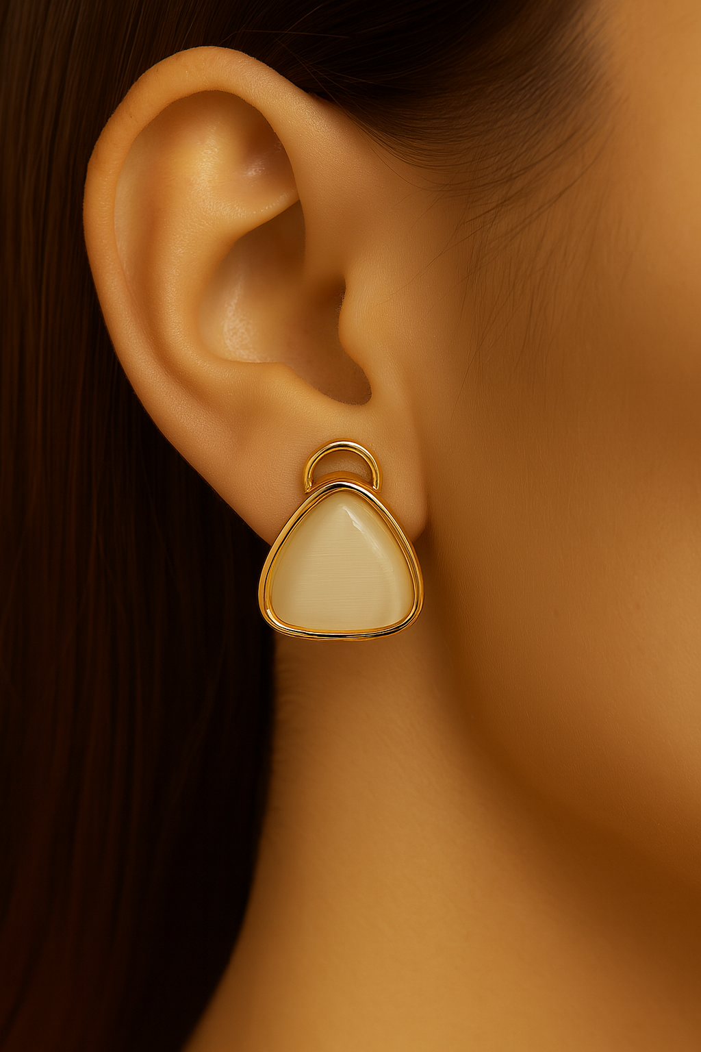 Classy mini resin triangle stud earring