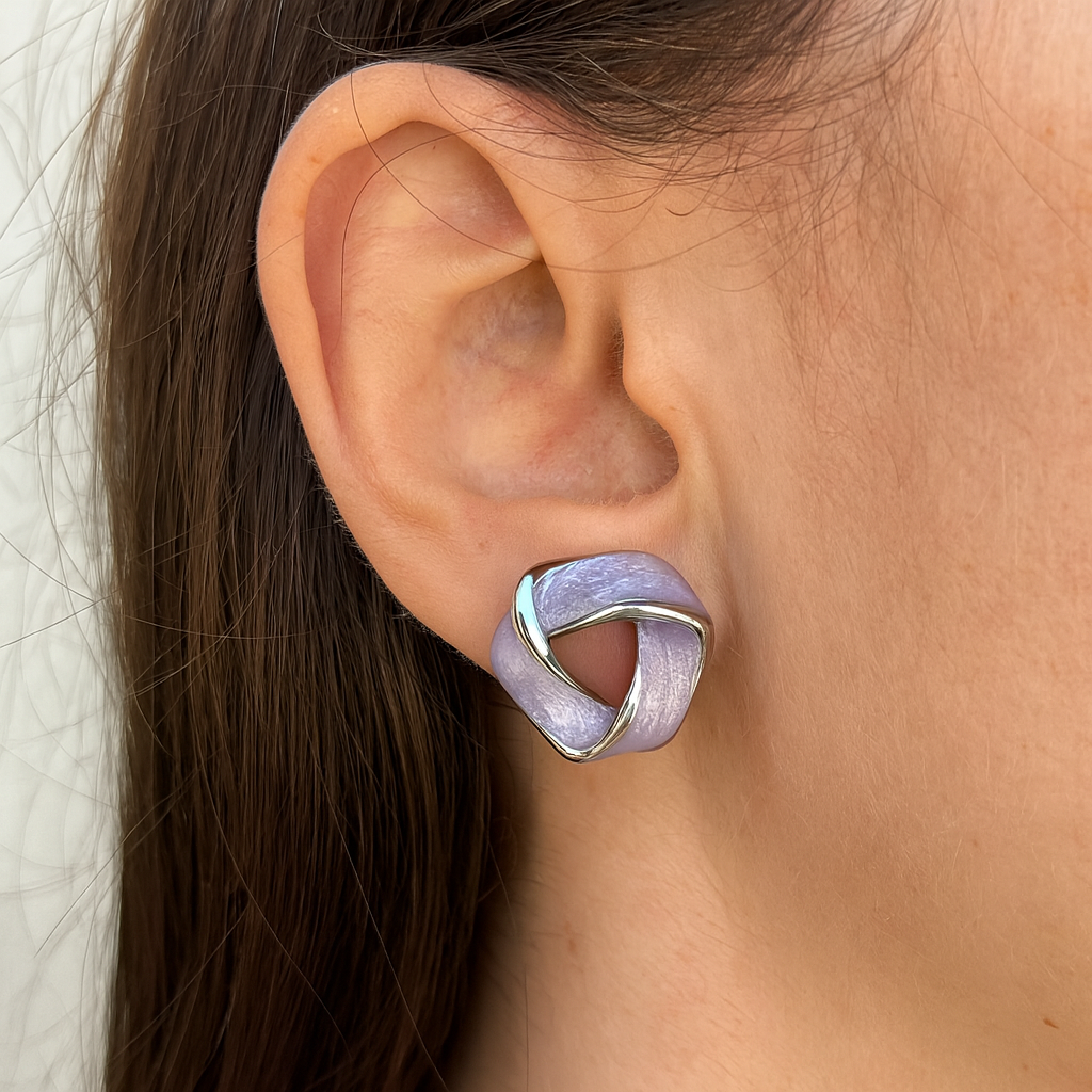 Attractive twisted triangle stud earring