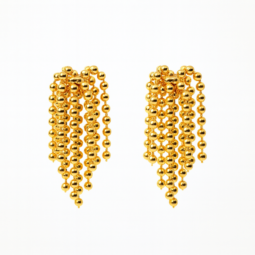 Cute golden beads stud earring
