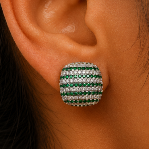 Emerald Stripe Stud Earrings