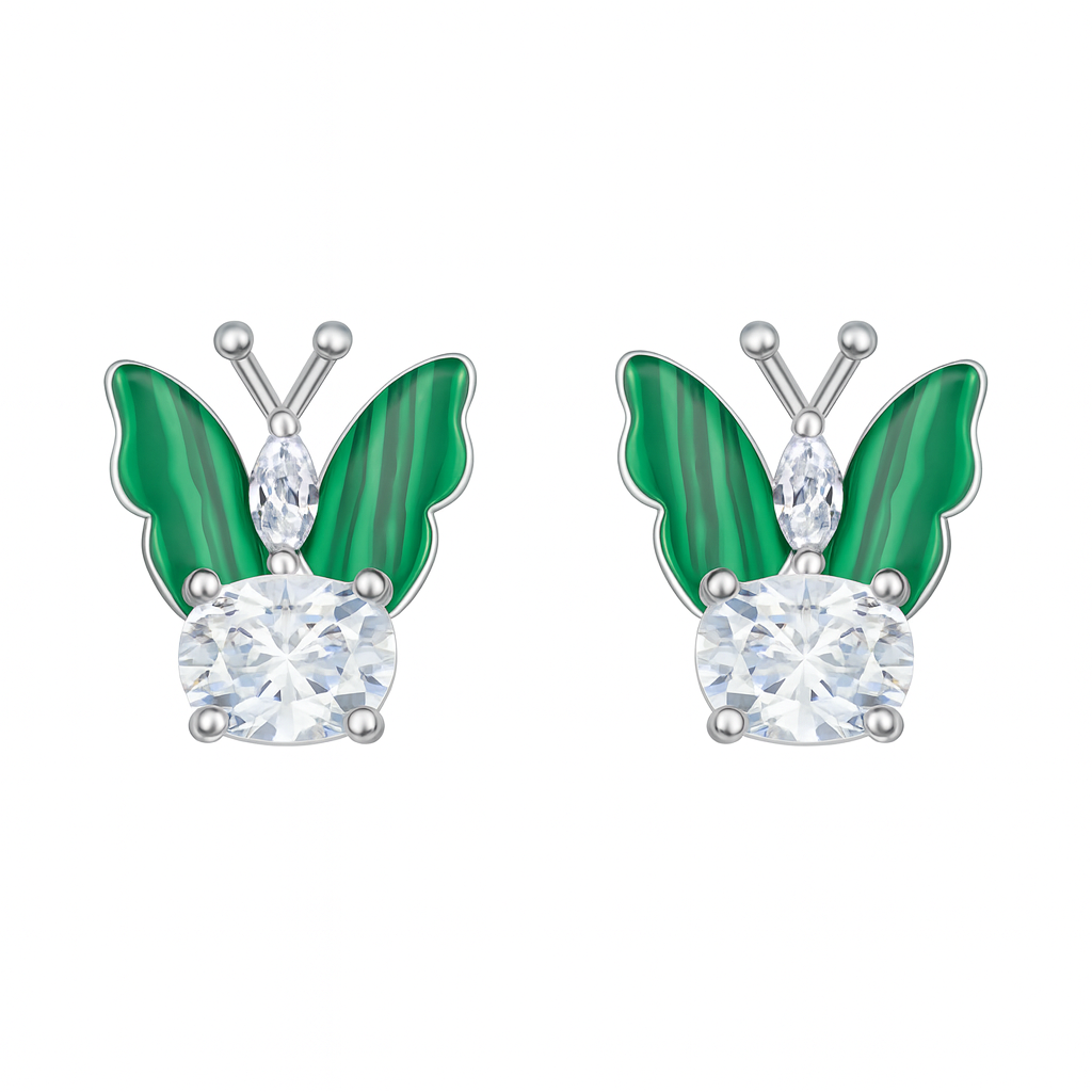 Butterfly style silver stud earring