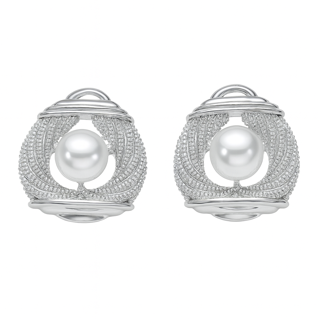 Gorgeous silver heart with pearl inlay stud earring