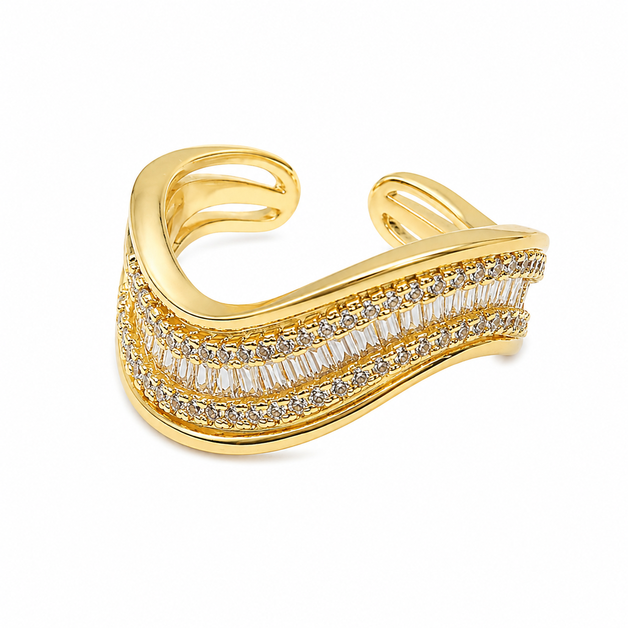 Gold Wave Cuff Ring