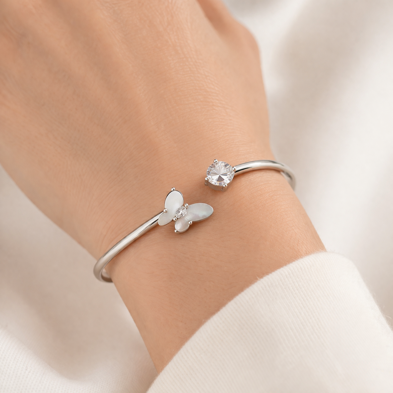 Elegant Butterfly Design Silver Bracelets For Women