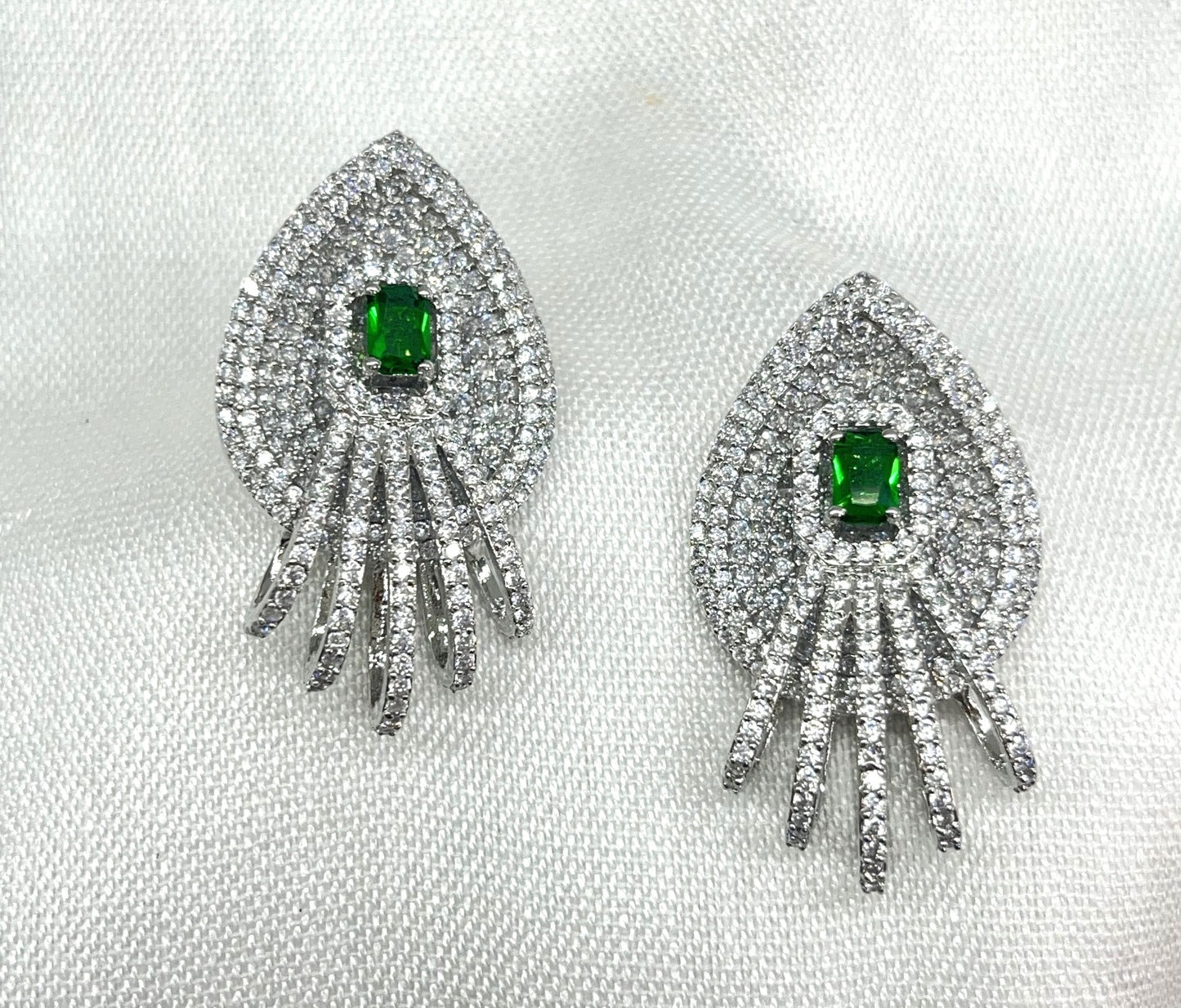 Radiant Emerald Gemstone stud Earrings