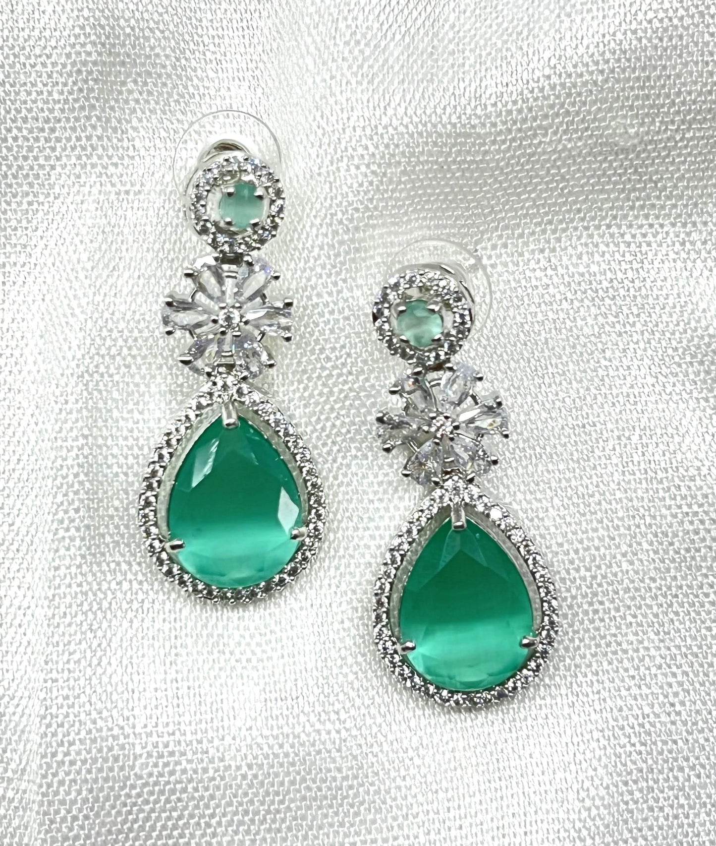 Green Diamond Sparkle Earrings