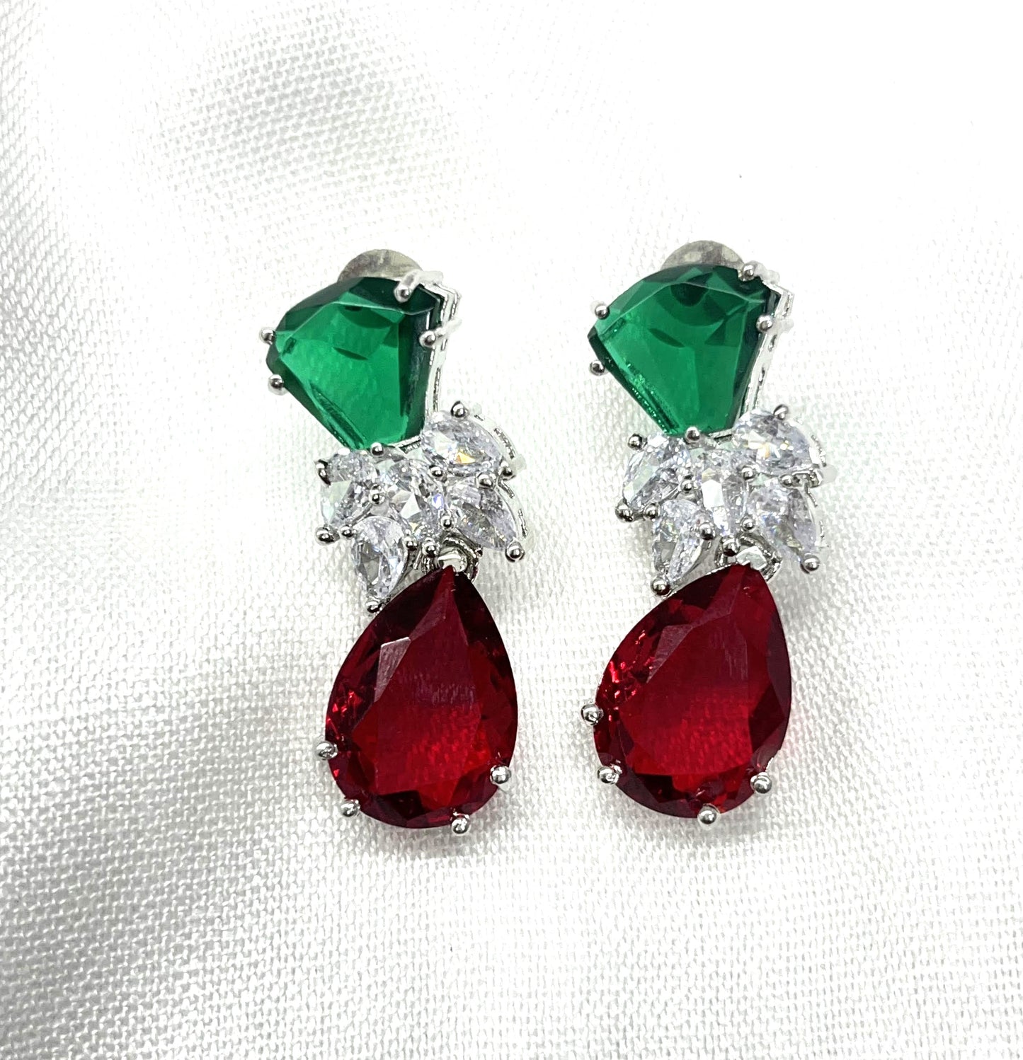 Green and red combo earring stud earring