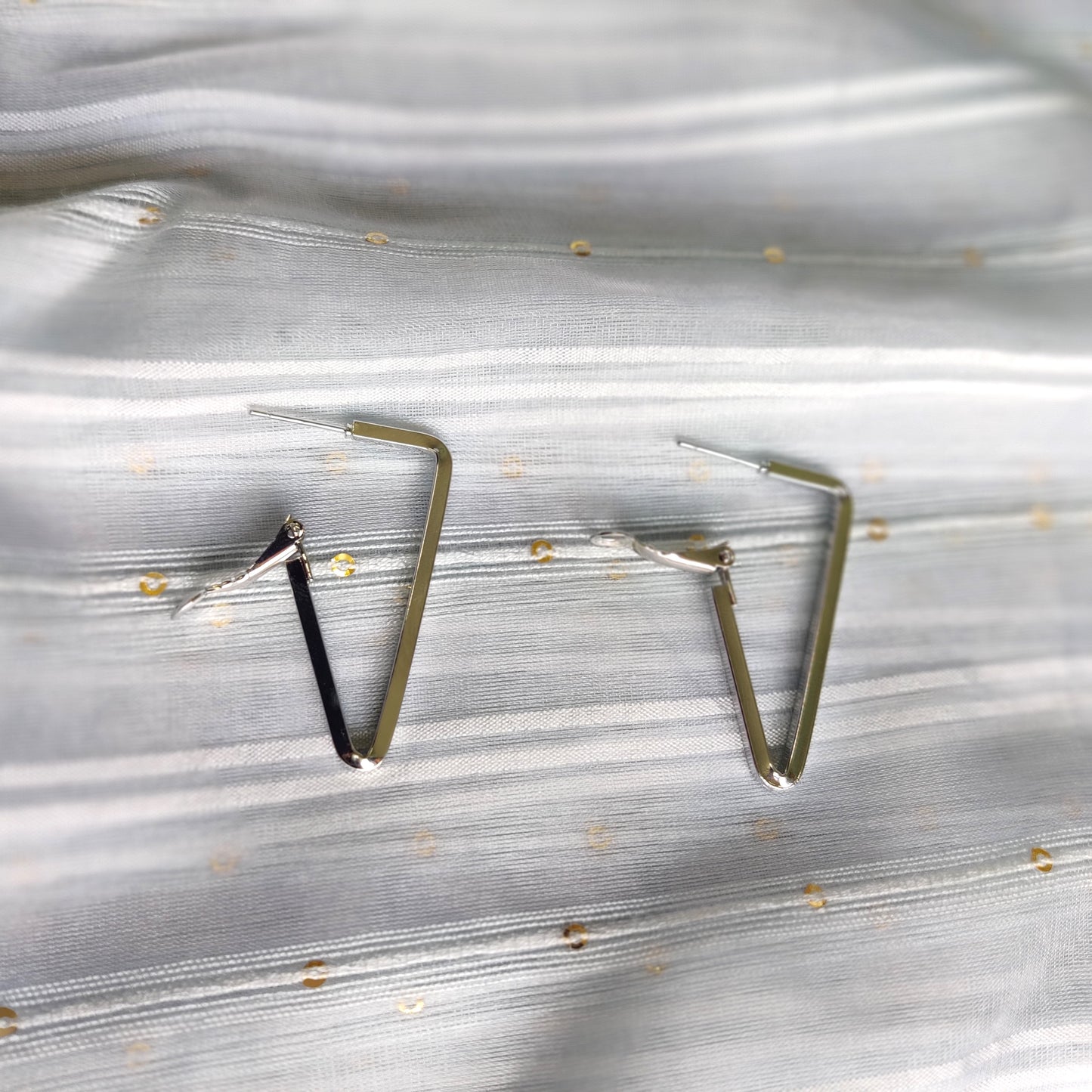 Triangle shape silver hoop earring